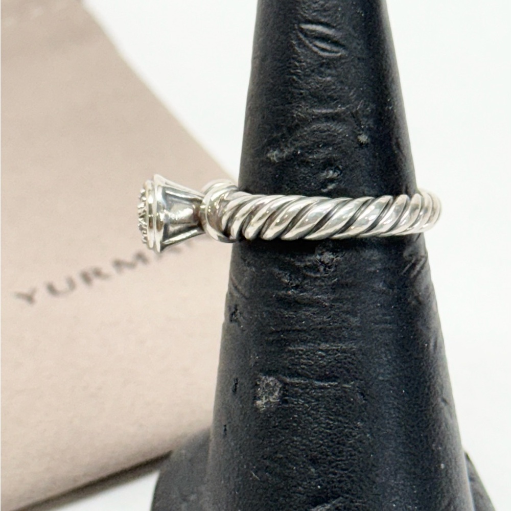 David Yurman .925/18K White Gold Diamond Cable Band Ring - Picture 4 of 8
